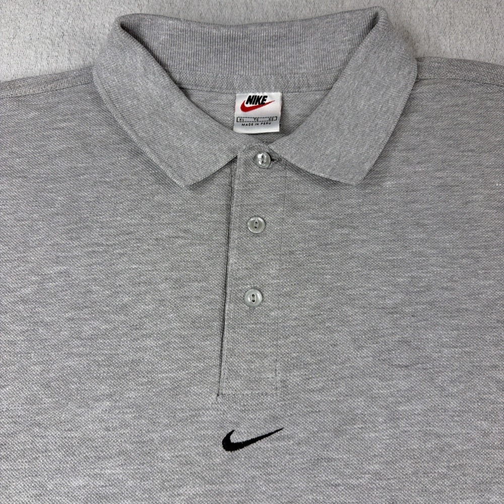 Vintage Nike Center Swoosh Polo Shirt Mens XL Gray 90s Retro